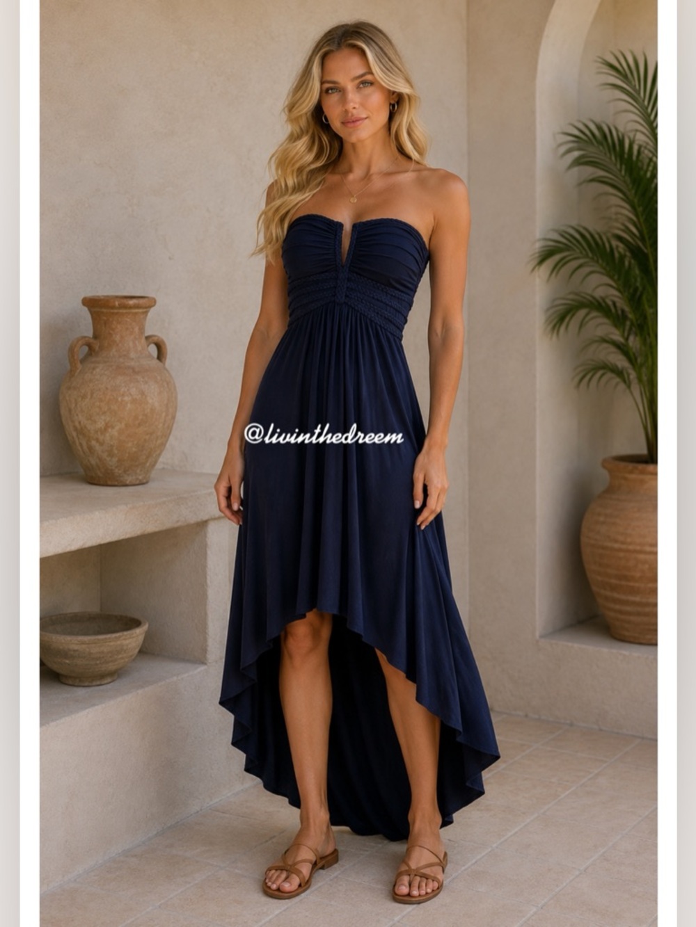 Sky Brand Navy Blue June High Low Dress SZ M